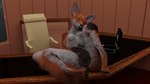 anthro big_breasts breasts enterprise female looking_at_viewer masturbation office sitting_on_desk smile solo xcentric star_trek canid canine fox mammal 16:9 hi_res widescreen