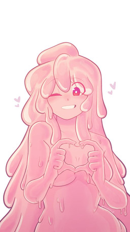 breasts dripping featureless_breasts female gesture heart_gesture heart_symbol not_furry one_eye_closed pink_body smile solo translucent translucent_body wink glowyskull nikki_(glowyskull) goo_creature humanoid 2020 9:16 digital_drawing_(artwork) digital_media_(artwork) hi_res
