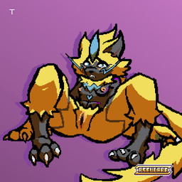 aroused breasts claws evolution_(transformation) female genitals imminent_sex looking_at_viewer navel nude nude_anthro nude_female paws pose requesting sex_request simple_background small_breasts solo talking_to_viewer text throbbing throbbing_vulva toe_claws transformation vaginal vulva pseudare nintendo pokemon felid generation_7_pokemon generation_9_pokemon legendary_pokemon mammal mega_evolution mega_zeraora pokemon_(species) zeraora 1:1 animated colored detailed digital_media_(artwork) english_text hi_res pixel_(artwork) pixel_animation