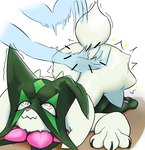 anthro ass_up butt butt_slap derp_eyes disembodied_hand duo faceless_character faceless_male female fur ghost_hand green_body green_fur looking_up male male/female mask on_ground shaking shaking_butt slap noconcession bongo_cat nintendo pokemon felid feline generation_9_pokemon human mammal meowscarada pokemon_(species) animated hi_res meme short_playtime