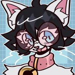 anthro black_hair blue_eyes eyewear fur glasses hair smile smiling_at_viewer solo white_body white_fur bumbabeezle skye_(tinycatskye) felid feline mammal 1:1 icon