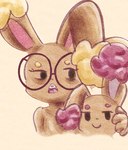 ambiguous_gender anthro black_eyes braces brown_body brown_fur closed_smile duo eyelashes eyewear female fingers front_view fur glasses mouth_closed multicolored_body multicolored_fur one_ear_up open_mouth pink_nose pink_tongue purple_body purple_fur round_glasses simple_background smile teeth tongue two_tone_body two_tone_fur wearing_glasses white_background yellow_body yellow_fur young young_ambiguous young_anthro strugglingquota nintendo pokemon buneary generation_4_pokemon lagomorph mammal pokemon_(species) shiny_pokemon 2025 digital_drawing_(artwork) digital_media_(artwork) hi_res shaded textless mother_(lore) mother_and_child_(lore) parent_(lore) parent_and_child_(lore)
