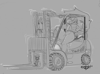 ambiguous_gender anthro big_ears big_tail bottomless clothed clothing driving fluffy fluffy_tail forklift hoodie hoodie_only machine neck_tuft null sitting solo tail thick_thighs topwear topwear_only tuft gurglegluts forklift_certified buddy_(gurglegluts) protogen hi_res