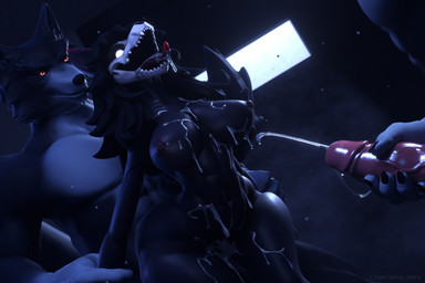 abs anthro anthro_on_anthro anthro_penetrated anthro_penetrating anthro_penetrating_anthro areola big_breasts black_body black_hair bodily_fluids bone breasts claws cum cum_drip cum_on_belly cum_on_body cum_on_breasts cum_on_leg cum_on_tongue dripping duo dutch_angle ejaculation erection faceless_anthro faceless_character faceless_male fangs female female_penetrated from_behind_position genital_fluids genitals glistening glistening_body glistening_genitalia glistening_penis glowing glowing_eyes hair hand_on_penis holding_arm holding_own_penis humanoid_genitalia humanoid_penis inside intraspecies long_hair looking_at_another male male/female male_penetrating male_penetrating_female masturbation muscular muscular_anthro muscular_male nipples obscured_penetration obscured_sex open_mouth open_smile particles pecs penetration penile penile_masturbation penile_penetration penis red_eyes sex sharp_teeth skull skull_head smile standing standing_sex tail teeth tongue tongue_out vein veiny_penis wide_hips lightshow_nsfw da.nilkaz_(modeler) petruz_(modeler) scp_foundation scp-1471-a scp-1471-a_(da.nilkaz) wolf_(petruz) canid canine canis malo mammal skulldog_(species) wolf 3:2 3d_(artwork) digital_media_(artwork) hi_res