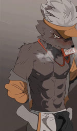 abs anthro black_body black_fur disembodied_hand fur hair hand_in_pants handjob male muscular muscular_anthro muscular_male nipples pecs penile scar sex white_hair betukusa lifewonders tokyo_afterschool_summoners tadatomo_(tas) canid canine canis domestic_dog mammal 2d_animation animated hi_res motion_tweening no_sound short_playtime webm