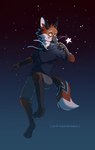 bottomwear clothing feral hoodie male night shorts simple_background solo star starscape suspension topwear yellow_eyes takomishadow canid canine mammal maned_wolf absurd_res hi_res