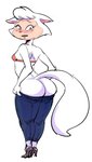 anthro big_butt blush bottomwear bra breasts butt clothing female footwear high_heels looking_back pants rear_view shoes small_breasts solo standing thick_thighs underwear wide_hips dbaru cats_don't_dance warner_brothers sawyer_(cats_don't_dance) hi_res