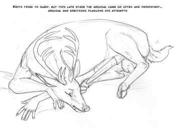 animal_genitalia animal_penis antlers balls cervine_genitalia cervine_penis erection eyes_closed feral feral_with_hands genitals hooves horn male penis sleeping solo tail text arania the_cabin_in_the_woods_(arania) keith_(tcitw) deer mammal english_text hi_res monochrome maleherm_(lore)