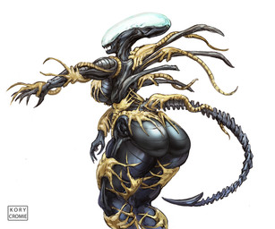 ambiguous_gender big_breasts big_butt breasts butt elongated_head female group nude swarm swarmed thick_thighs wide_hips kory_cromie alien_(franchise) alien facehugger xenomorph 6:5 hi_res