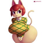 anthro big_breasts big_butt bottomless breasts butt clothed clothing female fingers hair huge_breasts open_mouth simple_background solo thick_thighs white_background gammainks animal_crossing nintendo felicity_(animal_crossing) domestic_cat felid feline felis mammal 2022 absurd_res digital_media_(artwork) hi_res