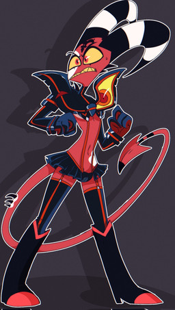 armor bottomwear bulge clothed clothing crossdressing footwear horn legwear male miniskirt red_body red_eyes skimpy skirt socks solo tail tail_under_skirt thigh_highs thigh_socks unconvincing_armor yellow_sclera kkcq20yk0db5mak hellaverse helluva_boss kill_la_kill studio_trigger blitzo_(helluva_boss) senketsu demon demon_humanoid horned_humanoid humanoid imp tailed_humanoid 2022 crossover digital_drawing_(artwork) digital_media_(artwork) hi_res
