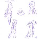 anthro eyes_closed fangs featureless_crotch looking_at_viewer male nude open_mouth simple_background solo teeth tongue upside_down white_background silas_blackwing unknown_species 1:1 absurd_res hi_res multiple_images sketch_page