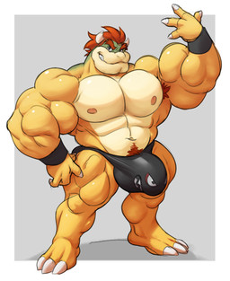 2_horns 3_toes 4_fingers abs anthro armband armpit_hair barazoku biceps big_bulge big_muscles big_pecs biped black_armband black_clothing black_underwear body_hair bulge calf_muscles claws clothed clothed_anthro clothed_male clothing countershade_face countershade_torso countershading deltoids detailed_bulge eyebrows feet finger_claws fingers forearm_muscles green_body grey_background hair horn huge_bulge huge_muscles humanoid_hands looking_at_viewer male male_anthro manly multicolored_body muscular muscular_anthro muscular_arms muscular_male muscular_thighs navel nipples non-mammal_navel non-mammal_nipples pecs pink_nipples plantigrade print_clothing print_underwear pubes quads raised_arm red_armpit_hair red_eyebrows red_hair red_pubes simple_background smile smiling_at_viewer solo standing tan_body tan_countershading teeth thick_eyebrows three-quarter_view toe_claws toes topless topless_anthro topless_male triceps underwear underwear_only white_background white_claws white_finger_claws white_horn white_toe_claws yellow_body analon_(artist) croconut mario_bros nintendo bowser koopa scalie artist_collaboration colored colored_sketch digital_drawing_(artwork) digital_media_(artwork) full-length_portrait hi_res portrait shaded sketch