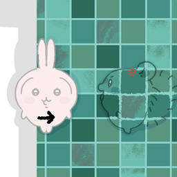 ambiguous_gender angry anthro bodypaint cross-popping_vein duo fluffy fluffy_tail green_body looking_at_another looking_at_viewer open_mouth simple_eyes tail white_body noapowoll chiikawa meccha_chameleon momonga_(chiikawa) usagi_(chiikawa) lagomorph leporid mammal rabbit rodent sciurid tree_squirrel 1:1 2026 hi_res meme