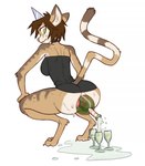 3_toes anal anal_masturbation anal_penetration anthro anthro_penetrated barefoot big_butt biped bottle_in_ass bottomless bottomless_anthro bottomless_female brown_body brown_fur brown_hair butt choker claws clothed clothing crouching digitigrade dildo feet female female_penetrated fur green_eyes hair hat headgear headwear improvised_dildo improvised_sex_toy jewelry masturbation necklace nervous_smile party_hat paws penetration pouring sex_toy simple_background small_waist solo tan_body tan_fur toe_claws toes translucent_penetration transparent_dildo transparent_sex_toy white_background white_body white_fur robotjoe new_year_2023 helia_peppercats domestic_cat felid feline felis mammal 2022 digital_media_(artwork)