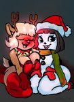 anthro big_breasts big_butt breasts butt christmas_clothing christmas_headwear clothed clothing curvy_figure duo female female/female fur gloves hair handwear hat headgear headwear holidays not_furry open_mouth santa_hat scarf short_stack simple_background smile snow snowman tail thick_thighs carlos_jurado_cartoons joaoppereiraus korsia christmas holly_jollybum deer elemental_creature elemental_humanoid humanoid mammal mineral_fauna snow_creature digital_media_(artwork)