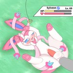 anal anal_penetration anus balls blush feral genitals hypnosis male male/male male_penetrated mind_control open_mouth penetration penis pink_penis ribbons simple_background solo_focus spreading rael nintendo pokemon eeveelution generation_6_pokemon pokemon_(species) sylveon 1:1 hi_res