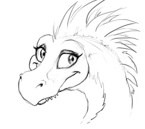 anthro eyeshadow looking_at_viewer makeup male simple_background smile solo teeth white_background vorry halo_(series) microsoft xbox_game_studios kiggy alien kig-yar ruuhtian scalie headshot_portrait monochrome portrait