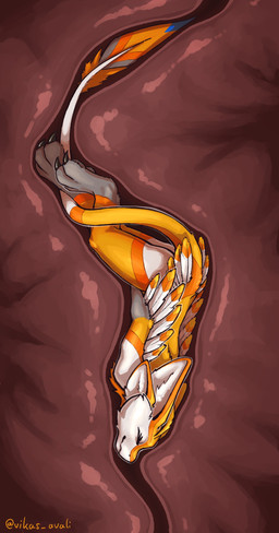 4_ears anthro feathers fur guts inside_stomach intestines male multi_ear organs safe_vore solo tail vore yellow_body yellow_fur vikas vikas_avali avali hi_res