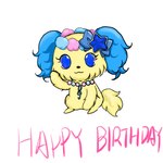 anthro birthday blue_body blue_eyes blue_fur female floppy_ears floral flower flower_crown flower_garland fluffy fluffy_ears fluffy_tail fur g_clef garland head_wreath jewelry long_ears looking_at_viewer lop_ears necklace plant ribbons semi-anthro solo tail yellow_body yellow_fur lulululu jewelpet sanrio sega sega_fave sapphie_(jewelpet) bird_dog canid canine canis cavalier_king_charles_spaniel domestic_dog hunting_dog mammal spaniel toy_dog 1:1 hi_res