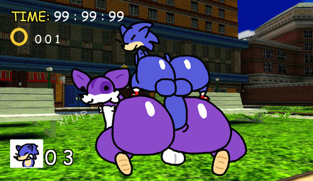 >w< anal anal_penetration backsack balls big_butt big_penis blue_body blush blush_lines butt duo eyes_closed gameplay_mechanics genitals glistening glistening_body huge_butt looking_back looking_pleasured male male/male multicolored_body on_top open_mouth penetration penis plap purple_body sex size_difference small_dom_big_sub tail text thick_thighs nxyitn sega sonic_adventure sonic_the_hedgehog_(series) big_the_cat sonic_the_hedgehog eulipotyphlan felid feline hedgehog mammal 2d_animation aliasing animated digital_media_(artwork) loop seamless_loop short_playtime