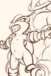 4_arms 4_fingers abdominal_bulge age_difference ahegao anthro arm_grab carrying_another duo female fingers from_behind_position genitals heart_eyes heart_symbol larger_male leg_grab looking_pleasured looking_up male male/female multi_arm multi_limb muscular muscular_male navel older_male open_mouth penetration penis pussy sex simple_background size_difference smaller_female spread_eagle tongue tongue_out vaginal vaginal_penetration white_background young young_anthro younger_female nottrevbe crema_(company) temtem osukan_(temtem) temtem_(species) black_and_white digital_drawing_(artwork) digital_media_(artwork) hi_res monochrome