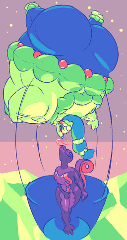 anthro areola belly belly_expansion big_belly big_breasts big_butt black_body black_eyebrows black_eyes black_tail blue_body blue_hair blue_sclera blush body_inflation breast_expansion breasts butt butt_expansion duo expansion eyebrows female floating gem green_areola green_body green_nipples hair huge_belly huge_breasts huge_butt hyper hyper_belly hyper_breasts hyper_butt hyper_inflation immobile inflation mountain multicolored_body night nipples outside pearl_(gem) purple_body red_eyes red_nose red_tail smile spherical_inflation tail thick_thighs two_tone_body two_tone_tail bo-the-sno nintendo pokemon generation_7_pokemon pokemon_(species) primarina salazzle 2017 cel_shading colored digital_media_(artwork) hi_res shaded