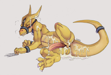 amputee animal_genitalia anthro anus blush bodily_fluids bondage_gear bridle butt claws collar cuff_(restraint) cum cum_in_ass cum_in_slit cum_inside cum_on_belly cum_on_body cum_on_butt cum_on_face cum_on_tail disability foreskin gaping gaping_anus genital_fluids genital_slit genitals horn humanoid_genitalia humanoid_penis leather leather_cuffs male missing_leg muzzle_(object) muzzled penis restraints scar slit_play solo tail tail_cuff wrist_cuffs conditional_dnp draite gale_(draite) kobold reptile scalie