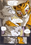 anthro better_late_than_never black_nose blind comic daigaijin dialogue disability dreamworks duo english_text eyes_closed felid female kung_fu_panda leopard mammal master_tigress painting_(artwork) pantherine red_eyes snow_leopard song_(kung_fu_panda) stripes text tiger traditional_media_(artwork) watercolor_(artwork)