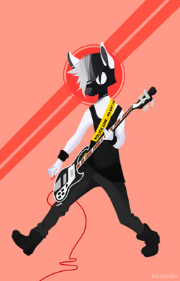 alternative_fashion anthro bass_guitar clothed clothing fully_clothed guitar musical_instrument piercing plucked_string_instrument pose punk solo string_instrument kid-suburbia bull_terrier canid canine canis domestic_dog hunting_dog mammal terrier