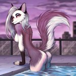 anthro areola biped black_nose breasts butt city city_background detailed_background female fingers floor fluffy fluffy_tail fur grey_body grey_fur grey_hair hair in_pool inner_ear_fluff leaning leaning_forward looking_at_viewer multicolored_body multicolored_fur nipples nude nude_anthro nude_female outside partially_submerged pink_nipples pool raised_tail red_sclera skinny_dipping smile solo standing standing_in_water tail tile tile_floor tuft two_tone_body two_tone_fur water white_body white_eyes white_fur kenzi.idk helluva_boss mythology loona_(helluva_boss) canid canid_demon canine demon hellhound mammal mythological_canine mythological_creature 1:1 2025 hi_res