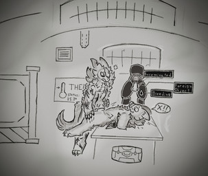 angry angry_sex anthro anthro_on_anthro anthro_penetrated anthro_penetrating anthro_penetrating_anthro arms_tied bandage blood bodily_fluids bound clawing claws container cross-popping_vein duo female female_anthro female_penetrated forced gameplay_mechanics inbreeding inside internal internal_vaginal male male/female male_anthro male_penetrating male_penetrating_female medical_display nude nude_anthro nude_female nude_male penetration platform_missionary_position rape scared scientific_instrument sex thermometer unwanted_cum_inside window darthnear casualties:_unknown expie_(gunsawian) gunsawian absurd_res hi_res monochrome