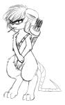 arrow_(weapon) female looking_at_viewer matches pose quiver_(object) ranged_weapon solo weapon replica_(artist) replica_(oc) mammal mouse murid murine rodent 2016 monochrome sketch