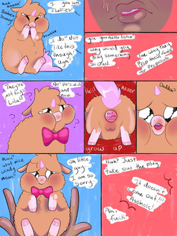 abuse anal anal_penetration angry balls bodily_fluids bow_tie brown_body brown_fur buttplug buttplug_in_ass buttplug_insertion carrying_another cruelty dark_body dark_skin dialogue disembodied_hand disembodied_mouth feral fur genitals horn humanoid_hands in_hand male misunderstanding object_in_ass offscreen_character on_hind_legs penetration pink_tail plug_(sex_toy) plug_insertion profanity red_bow_tie sex_toy sex_toy_in_ass sex_toy_insertion solo_focus tail tears text toddler upset young young_feral young_male longfluffering fluffy_pony mythology equid equine fluffy_pony_(species) human mammal mythological_creature mythological_equine unicorn 2023 3:4 archived_source comic english_text hi_res