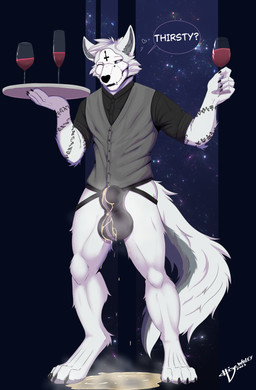 alcohol anthro balls_outline beverage big_bulge bodily_fluids bulge clothed clothing container cross cup detailed_bulge drinking_glass fur genital_fluids genital_outline glass glass_container glass_cup heart_symbol inverted_cross jockstrap jockstrap_peeing jockstrap_wetting male messy multicolored_body multicolored_fur musk omorashi one_eye_closed pantsless peeing peeing_through_jockstrap puddle runes sheath_outline solo tail text topwear two_tone_body two_tone_fur underwear urine urine_through_jockstrap vest watersports wetting wetting_jockstrap white_body white_fur wine wine_glass wink hidewolff asylumcursed canid canine mammal skulldog_(species) absurd_res hi_res
