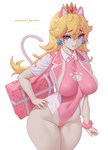 accessory backpack big_butt blonde_hair blue_ear_ring blue_eyes blush blush_lines breasts bunny_costume butt clothed clothing costume crown eyebrow_through_hair eyebrows eyelashes female front_view glistening glistening_breasts glistening_clothing glistening_eyes hair hand_on_hip handwear head_tuft headgear heart_symbol jewelry leotard long_hair looking_at_viewer navel necktie partially_clothed patreon_username pink_clothing pose school_uniform scrunchie shirt simple_background smile smiling_at_viewer solo tail text thick_thighs topwear translucent translucent_hair tuft uniform white_background white_body white_clothing white_shirt white_topwear wide_hips melowh mario_bros nintendo patreon princess_peach animal_humanoid cat_humanoid felid felid_humanoid feline feline_humanoid felis humanoid mammal mammal_humanoid 2023 absurd_res digital_drawing_(artwork) digital_media_(artwork) english_text hi_res shaded signature