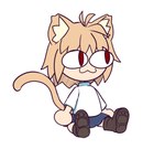 big_eyes biped bottomwear clothed clothing female front_view fully_clothed hair pupils shirt simple_background sitting skirt slit_pupils solo tan_hair toony topwear white_background white_clothing white_shirt white_topwear hexanne tsukihime type-moon neco-arc animal_humanoid cat_humanoid felid felid_humanoid feline feline_humanoid humanoid mammal mammal_humanoid 2022 digital_media_(artwork) full-length_portrait portrait unavailable_at_source