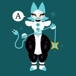 a anthro armless blue_hair blush boots bottomwear clothing dialogue female footwear hair loincloth shoes simple_background solo tail thick_thighs whip yellow_eyes naycelium deltarune undertale_(series) tasque_manager felid feline mammal robot_anthro 1:1 hi_res