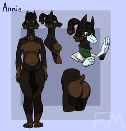 anthro anus areola balls belly big_balls big_penis biped breasts brown_body brown_fur butt clothed clothing doctor dreadlocks flaccid foreskin fur genitals gloves gynomorph gynomorph_anthro hair handwear huge_penis humanoid_genitalia humanoid_penis intersex intersex_anthro looking_at_viewer mask medical_gloves multicolored_body multicolored_fur navel nipples nude penis plantigrade ponytail short_tail simple_background slightly_chubby solo sweater tail thick_thighs tired_eyes topwear turtleneck two_tone_body two_tone_fur unretracted_foreskin wearing_mask furmaestro annie_(furmaestro) canid canine canis dobermann domestic_dog mammal pinscher digital_media_(artwork) hi_res