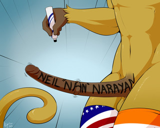 big_penis body_writing genitals long_penis male marker medial_ring penis solo tail writing_on_genitals writing_on_penis nightfaux nan_(nightfaux) haplorhine mammal monkey primate 5:4