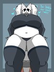 anthro big_breasts blue_eyes breasts clothed clothing eyeshadow female first_person_view fur looking_down looming_over makeup simple_background slightly_chubby slightly_chubby_female solo tail text thick_thighs white_body white_fur enderbendr mythology nintendo pokemon amelia_(endrslendr) dragon generation_5_pokemon legendary_pokemon mythological_creature mythological_scalie pokemon_(species) reshiram scalie 3:4 absurd_res hi_res