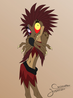 anthro arm_feathers arm_tuft beak eye_scar eyelashes facial_scar feather_hair feathered_crest feathers female flat_chested head_crest heterochromia navel non-mammal_navel pseudo_hair purple_eyes red_body red_feathers scar simple_background solo tuft yellow_eyes christopher_schneider halo_(series) microsoft xbox_game_studios alien avian kig-yar scalie t'vaoan absurd_res hi_res wallpaper