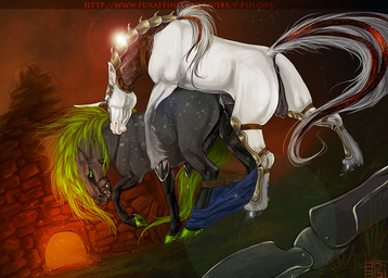 anal anal_penetration animal_genitalia animal_penis anus armor balls black_body black_fur bodily_fluids cum cum_in_ass cum_inside detailed_background duo equine_genitalia equine_penis erection feral feral_on_feral feral_penetrated feral_penetrating feral_penetrating_feral from_behind_position fur genital_fluids genitals green_hair grey_body grey_fur hair hooves horn male male/male male_penetrated male_penetrating male_penetrating_male markings mounting penetration penile penile_penetration penis penis_in_ass questionable_consent raised_tail sex spots spotted_body spotted_fur tail white_body white_fur white_hair i-psilone celtic_mythology european_mythology mythology fulguris pisces_kelp equid equine kelpie mammal mythological_creature mythological_equine unicorn 2014