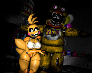 5_fingers anthro beak bib big_breasts big_eyes black_sclera breasts cleavage clothed clothing creepy crop_top dirty duo endoskeleton female female_anthro female_humanoid fingers front_view glistening glistening_body glowing glowing_eyes glowing_teeth inside larger_anthro larger_female looking_at_viewer machine midriff navel non-mammal_breasts non-mammal_navel on_model open_mouth open_smile presenting presenting_another purple_eyes scary sharp_teeth shirt shoulder_pads size_difference smaller_female smaller_humanoid smile smiling_at_viewer standing tail teeth text thick_thighs topwear under_boob white_clothing white_eyes white_shirt white_topwear wide_hips wire yellow_body zelyonka luiske476_(modeler) five_nights_at_freddy's five_nights_at_freddy's_2 scottgames toy_chica_(fnaf) withered_chica_(fnaf) animal_humanoid animatronic avian avian_humanoid bird bird_humanoid chicken chicken_humanoid galliform galliform_humanoid humanoid phasianid robot robot_anthro robot_humanoid 3d_(artwork) digital_media_(artwork) english_text hi_res source_filmmaker_(artwork) watermark