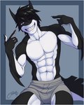 anthro boxers_(clothing) bulge clothing looking_at_viewer male muscular nude one_eye_closed smile smiling_at_viewer solo underwear wink winking_at_viewer feralise fish marine shark 2016