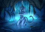 anthro big_breasts blush breast_expansion breasts cave expansion female melee_weapon nude skinny_dipping solo sword waterfall weapon kangy-roo kinky-roo demontower night_in_the_woods palecat domestic_cat felid feline felis mammal slideshow