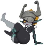 5_toes barefoot big_butt blinking blush breasts butt clothing feet female fused_shadow headgear headwear humanoid_feet looking_at_viewer nude open_mouth plantigrade short_stack simple_background smile soles solo squish teeth thick_thighs toes wide_hips dakoten nintendo the_legend_of_zelda twilight_princess midna humanoid imp twili 2023 digital_media_(artwork)