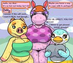 anthro aroused bedroom_eyes big_breasts bodily_fluids bottomless breast_fondling breast_play breast_squish breasts clenched_teeth clothed clothing desperation erect_nipples female first_person_view fondling greeting group hand_on_breast heart_eyes heart_symbol imminent_sex inviting looking_down narrowed_eyes nipples profanity seductive self_fondle shirt skimpy slightly_chubby slightly_chubby_female squish sweat sweaty_body tank_top teeth text topwear trio klutzatdusk animal_crossing nintendo bitty_(animal_crossing) maggie_(animal_crossing) sprinkle_(animal_crossing) avian bird domestic_pig hippopotamid mammal penguin suid suine sus_(pig) english_text