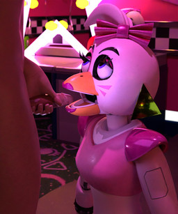 accessory anthro beak beakstick blue_eyes bow_ribbon duo ear_piercing ear_ring faceless_character faceless_human faceless_male female furgonomics genitals hair_accessory hair_bow hair_ribbon hand_on_penis imminent_oral lipstick looking_at_another makeup male male/female open_mouth penis piercing pink_lipstick ribbons ring_piercing white_body slithinet five_nights_at_freddy's five_nights_at_freddy's:_security_breach scottgames steel_wool_studios glamrock_chica avian bird chicken galliform human mammal phasianid hi_res