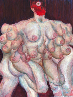 amalgamation amputee areola blood bodily_fluids breasts butt disability female headless multi_breast nipples nude solo ink-the-artist human mammal monster 2022 hi_res traditional_media_(artwork)